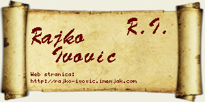 Rajko Ivović vizit kartica